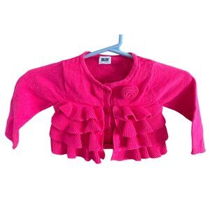 carters Girls Infant Baby Size 6 months Pink Button Up Cardigan Sweater Tiered 3